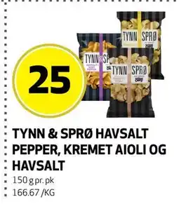 Bunnpris TYNN & SPRØ HAVSALT PEPPER, KREMET AIOLI OG HAVSALT tilbud