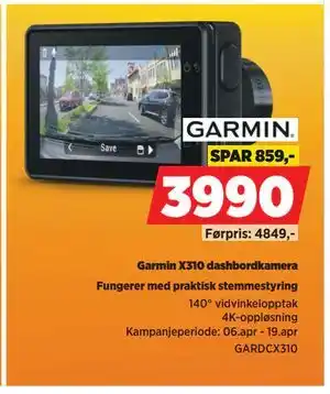 Garmin X310 dashbordkamera