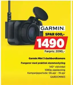 POWER Garmin Mini 3 dashbordkamera tilbud