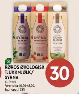Coop Mega RØROS ØKOLOGISK TJUKKMJØLK/ SYRNA tilbud