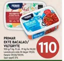 Coop Mega PRIMAR EKTE BACALAO/ VILTGRYTE tilbud