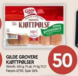 Coop Mega GILDE GROVERE KJØTTPØLSER tilbud