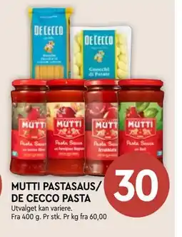 Coop Mega MUTTI PASTASAUS/ DE CECCO PASTA tilbud