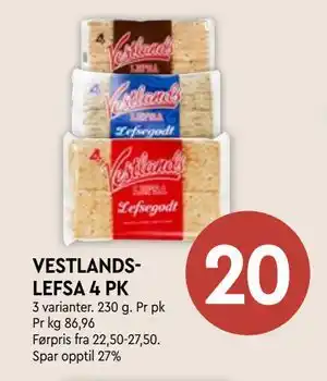 Coop Mega VESTLANDSLEFSA 4 PK tilbud