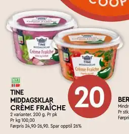 Coop Mega TINE MIDDAGSKLAR CRÈME FRAÎCHE tilbud
