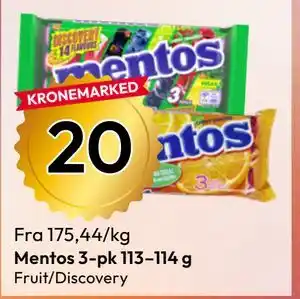 Gigaboks Mentos 3-pk 113–114 g tilbud