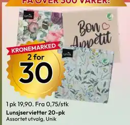 Gigaboks Lunsjservietter 20-pk tilbud