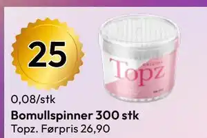 Gigaboks Bomullspinner 300 stk tilbud