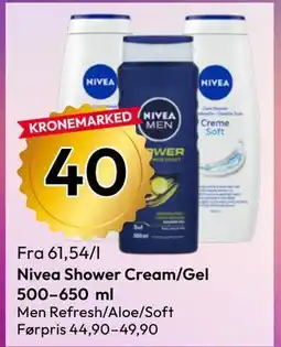 Gigaboks Nivea Shower Cream/Gel 500–650 ml tilbud