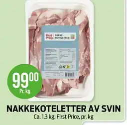 Kiwi First Price Nakkekoteletter av svin tilbud