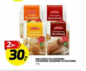 Bunnpris Møllerens solsikkebrød, havrebrød, korn brød og grovbrød tilbud