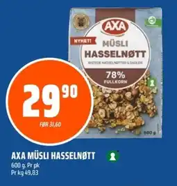 Coop Obs Axa müsli hasselnøtt tilbud