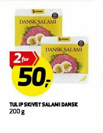 Bunnpris Tulip skivet salami dansk tilbud