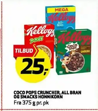 Bunnpris Coco pops cruncher all bran og snacks honnikorn tilbud