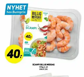 Bunnpris Scampi billig middag tilbud