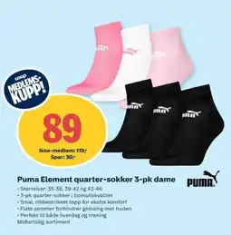 Coop Obs Puma Element quarter-sokker 3-pk dame tilbud