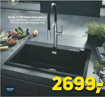 Megaflis Grohe K 700 Enkel Kjøkkenkum tilbud