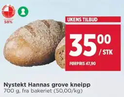 Meny Nystekt Hannas grove kneipp tilbud