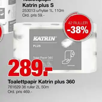 Staples Toalettpapir Katrin plus 360 tilbud