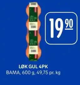 Rema 1000 BAMA Løk gul 4pk tilbud