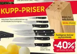 Rusta Fontignac kniver og knivblokk tilbud