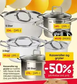 Rusta Kasseroller og gryter tilbud