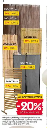 Rusta All innsynsskjerming tilbud