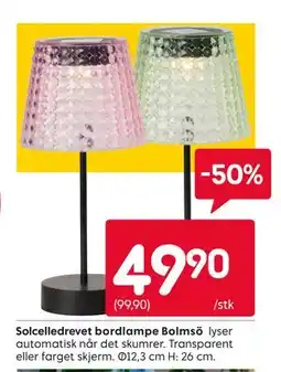 Rusta Solcelledrevet bordlampe Bolmsö tilbud