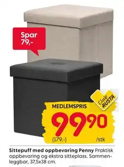 Rusta Sittepuff med oppbevaring Penny, Medlemspris tilbud