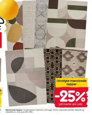 Rusta Mønstrede tepper tilbud
