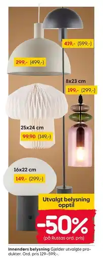 Rusta Innendørs belysning tilbud
