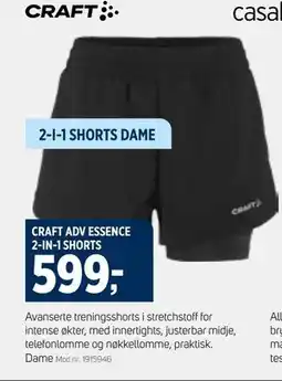 Sport 1 CRAFT ADV ESSENCE 2-IN-1 SHORTS tilbud