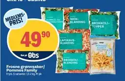 Coop Obs Frosne grønnsaker / Pommes Family, Medlemspris tilbud