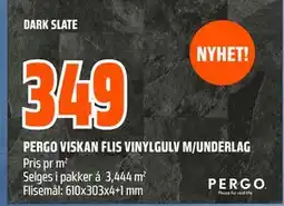 Obs Bygg PERGO VISKAN FLIS VINYLGULV M/UNDERLAG tilbud