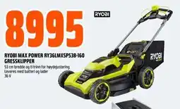 Obs Bygg RYOBI MAX POWER RY36LMXSP53B-160 GRESSKLIPPER tilbud