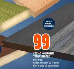 Obs Bygg 22X140 KOMPOSITT TERRASSEBORD tilbud