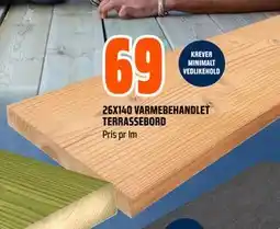 Obs Bygg 26X140 VARMEBEHANDLET TERRASSEBORD tilbud