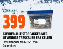 Obs Bygg GJELDER ALLE STORPAKKER MED UTVENDIGE TRESKRUER FRA KELLEN tilbud