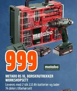 Obs Bygg METABO BS 18, BORSKRUTREKKER WORKSHOPSETT tilbud
