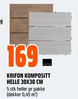 Obs Bygg KRIFON KOMPOSITT HELLE 30X30 CM tilbud