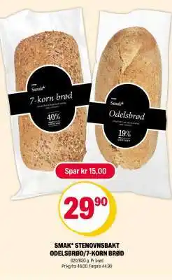Coop Extra SMAK* STENOVNSBAKT ODELSBRØD/7-KORN BRØD tilbud