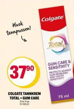 Coop Extra COLGATE TANNKREM TOTAL + GUM CARE tilbud
