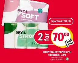 Coop Extra COOP TOALETTPAPIR 6 PK/ TØRKERULL 4 PK tilbud