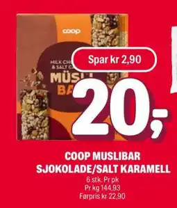 Coop Extra COOP MUSLIBAR SJOKOLADE/SALT KARAMELL tilbud