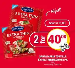 Coop Extra SANTA MARIA TORTILLA EXTRA THIN MEDIUM 8 PK tilbud