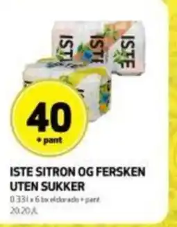 Bunnpris Iste sitron uten sukker og fersken tilbud