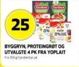 Bunnpris Byggryn, proteingrøt og utvalgte 4 pk fra yoplait tilbud