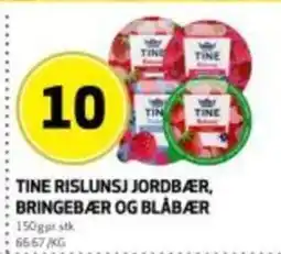 Bunnpris Tine rislunsj jordbær, bringebær og blåbær tilbud