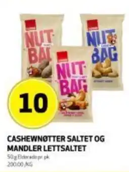 Bunnpris Cashewnotter saltet og mandler lettsaltet tilbud