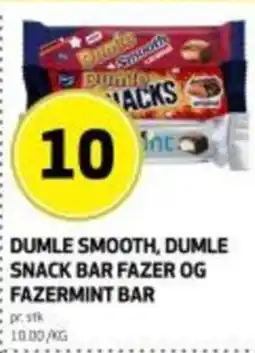 Bunnpris Dumle smooth, dumle snack bar fazer og fazermint bar tilbud